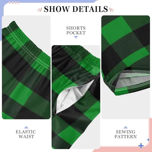 Xmas Black Green Gingham Pattern Pajama Pants Soft Lounge Sleepwear PJ Bottoms with Elastic Waist Ages 6–14 Years4