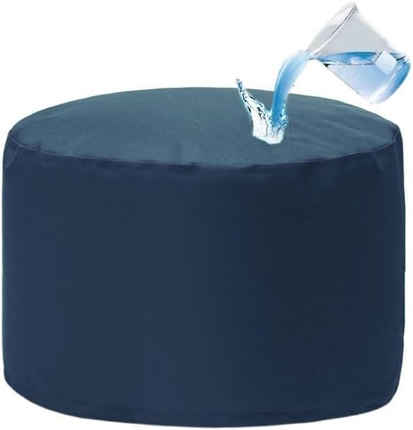 Waterproof Round Pouf Ottoman Stool No Filler Beanbag Indoor Outdoor Pouf Foot Stool Storage Ottoman for Garden Camp Beach Bean Bag Chair Footrest Stool Corner Seat Footstool(Navy)