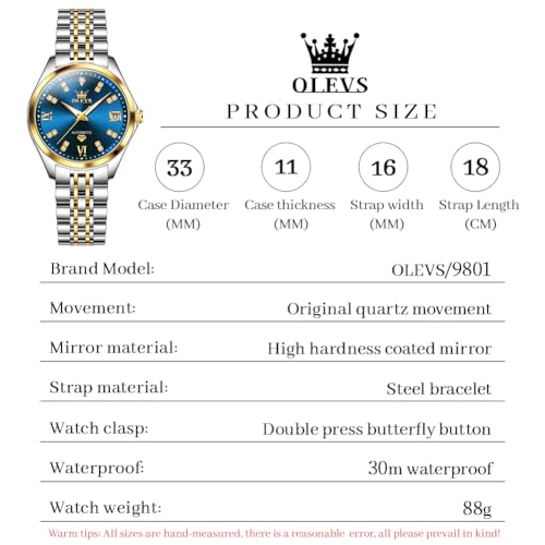 Image of OLEVS Womens Automatic Watch Diamond Luxury Date Ladies Dress Classic Self Winding Wrist Watches