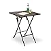 Relaxdays Esterno Tavolo da Campeggio Pieghevole Bastian, Quadrato HLP 74x61,5x61,5 cm, Tavolino da Outdoor, Look Rattan,Marrone