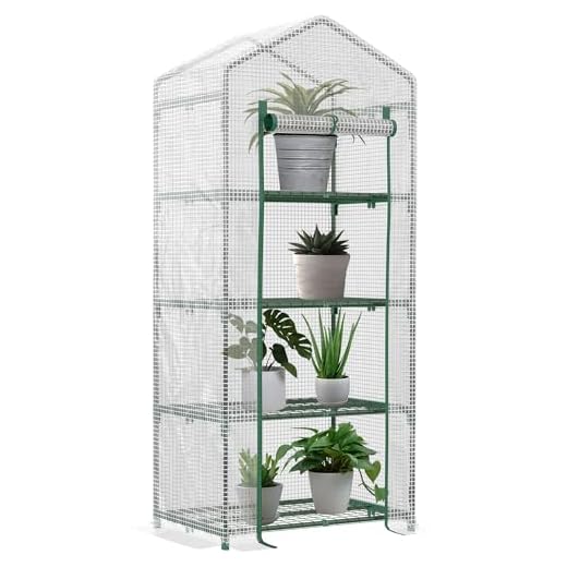 Outsunny Folien Gewächshaus Treibhaus Tomatenhaus Pflanzenhaus Frühbeet 4 Regalfächer Weiß 70 x 50 x 160 cm