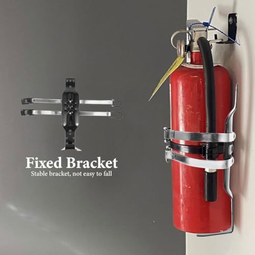 Gadpiparty Fire Extinguisher Rack 2.5Lbs Vehicle Mount Bracket for Car and Boat Adjustable Fire Extinguisher Holder with Safety Strap Black Iron Stainless Steel