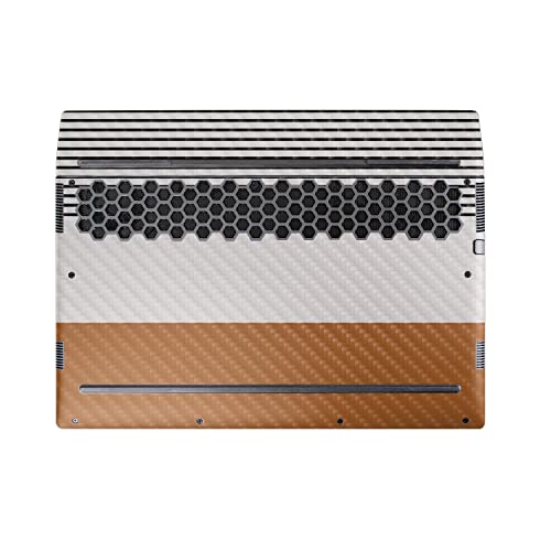 Image of MightySkins Carbon Fiber Skin Compatible with Alienware M17 R5 (2022) Full Wrap Kit - Neutral Stripes | Protective, Durable Textured Carbon Fiber Finish | Easy to Apply | Made in The USA