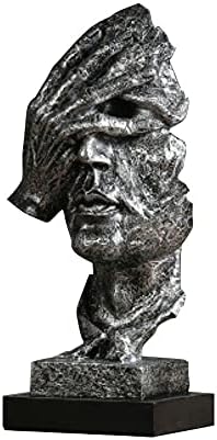WFGF Simple Resin Things - Silence is Golden Statue, The Thinker Statue, Modern and Simple Sculptures, Creative Abstract Men Figurine Sculptures, Keep Silence Statue and Figurines