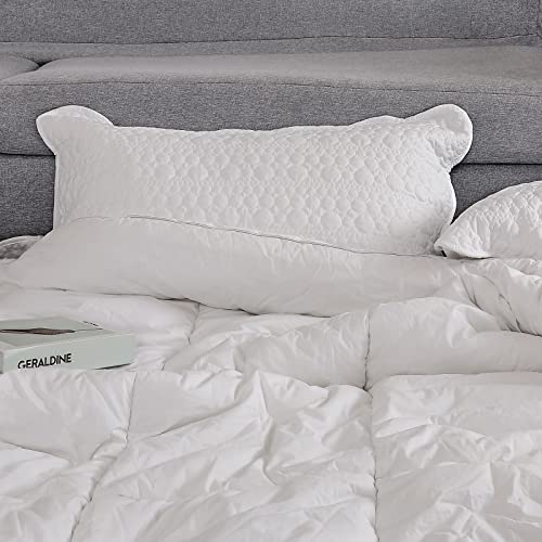 BOSOWOS Standard Size Pillow Shams Set of 2, Ultra Soft Breathable 20 x 26 Inches Quilted Pillow Cases Envelope Closure for Sleeping, Decorative Microfiber Bed Pillowcases Easy Care, White