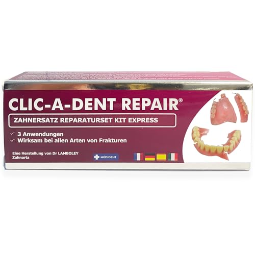 CLICADENT REPAIR: Zahnersatz Reparatur set für zerbrochene Gebisse:patentiertes, von einem Zahnarzt entwickeltes Verfahren für gebrochenen Zahnersatz-FÜR 3 REPARATUREN