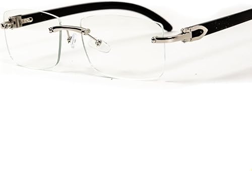 Miniatura 6 de Street Knitted Retro 90's Rimless Luxury Hombres Classic Rectángulo Plata Marco Metal Gafas Vintage Negro Brazo Cuadrado Hip Hop Lente Transparente