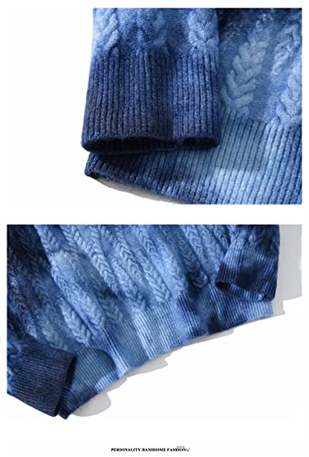 Mens Hip Hop Vintage Sweater Tie Dye Knitted Sweater Oversize Pullover2