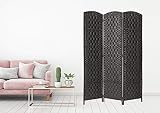 Legacy Decor Room Divider 3 Panels Diamond Weave Bamboo Fiber Privacy Partition Screen, Black Color