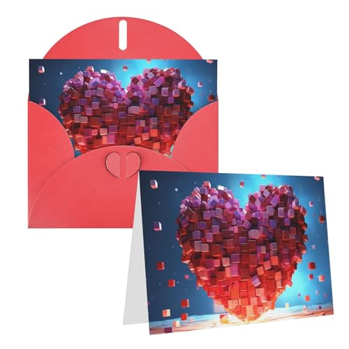 Cartes vierges Thinking of You avec enveloppes au design raffiné de cubes en cœur