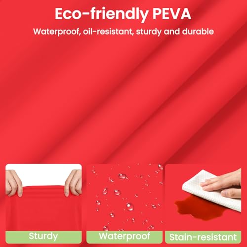 Image of LANLISA 4 Pack Red Tablecloth Plastic, 54 x 108 Inch Rectangle Table Cloth Disposable, Valentines Day, Christmas Decorations Tablecloths, Party Plastic Cover