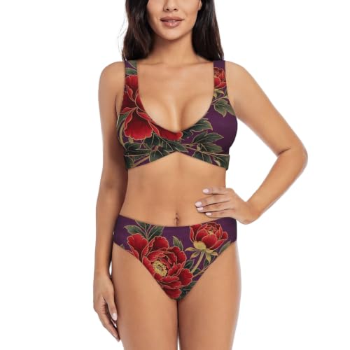 Bikini croisé violet foncé femme maillot de bain deux pièces