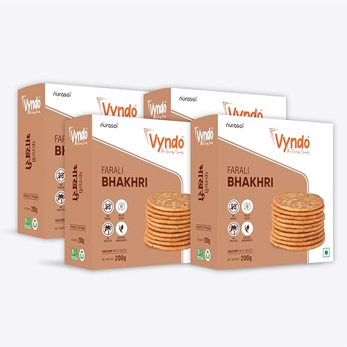 VYNDO Farali Bhakhri (180gm, Pack of 4), Gujarati Dry Millet Snacks, Healthy And Gluten-Free For Kids & Adults, No-Wheat Ready To Eat Fasting Bhakri (B0DG31X6X4) Amazon Price History, Amazon Price Tracker