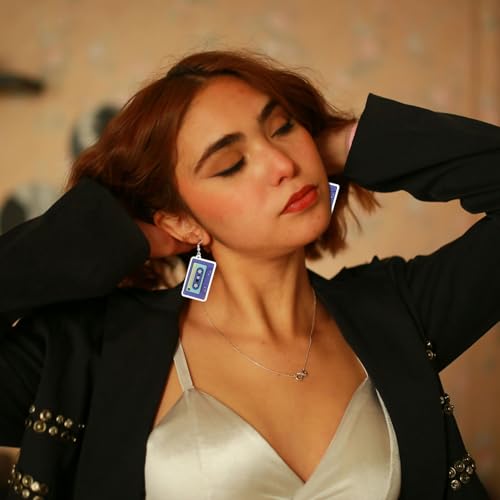 3 Paare 80er 90er Jahre Neon Ohrringe für Frauen, Kassetten Ohrringe Retro Acryl Ohrringe 80er Ohrringe Damen für 80er 90er Jahre Outfit Halloween Party Zubehör