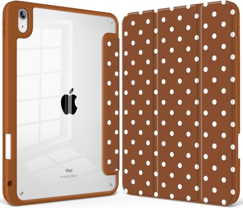 Tuiklol Case for iPad 11 inch (A16 Chip) 2025 Gen 11th / iPad 10.9 inch 2022 10th Gen, Buit in Pencil Holder with Shockproof Cover Clear Transparent Back Shell Auto Wake/Sleep,Spot-Khaki