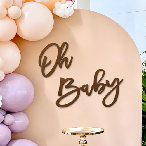 GYFCI Oh Baby Sign for Backdrop - Felt Baby Shower Letters Sign for Arch Boy/Girl Gender Reveal Banner Wall Photo Props 1st Birthday Decorations (Brown)