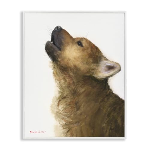Howling Brown Dog Portrait, 11 x 14 Inch Framed Giclée Print