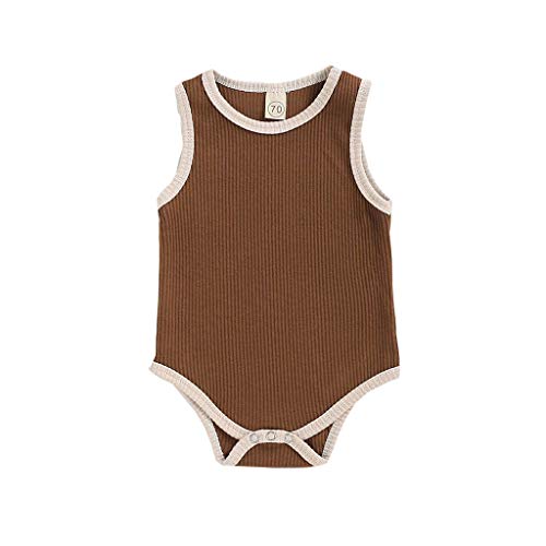 WOCACHI Baby Ribbed Bodysuits, Newborn Infant Baby Boys Girls Sleeveless Solid Romper Bodysuit Clothes Infant Bodysuits Rompers Clothing Sets Christening Short Sleeve Organic Cotton