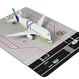 QIYUMOKE 1/300 A330 Beluga XL Flugzeugmodell mit Gummiflughafenmatte und 5 Autos Diecast Metall Flugzeugmodellbausatz für Erwachsene Luftfahrtbegeisterte Sammler und Dekoration (Matte: 25×35 cm)