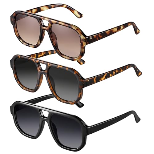 Retro Aviator Sunglasses for Women - UV400 70s Pilot Sun Glasses with Lightweight Frame for Driving, Travel, Beach and Outdoor Activities