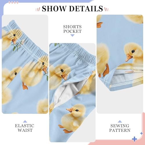 Pajama Pants Lounge Sleep PJ Bottoms Sleepwear Elastic Waist Drawstring S Yellow Duck Daisy4