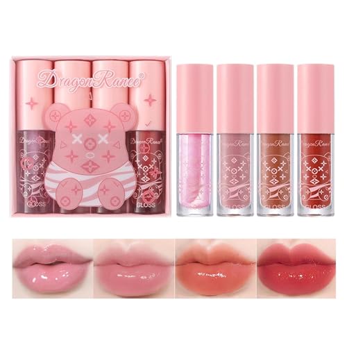 Leogony 4PCS Lipgloss Set, Lip Gloss Sets for Teenage Girls, Teen Girl Women Gifts Cute Lip Oil, Hydrating Non-Sticky