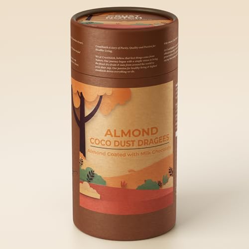 Image of CrustNotch Premium Almonds Coco Dust Dragees | Whole Almonds in Rich Milk Chocolate with Cocoa Powder Dusting | Gourmet Double Chocolate Covered Nuts | Perfect Indulgence | 200g
