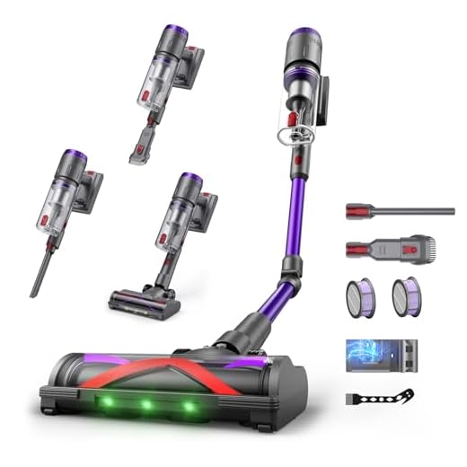 Circlio Aspirapolvere Senza Fili, 600W/58000Pa, Scopa Elettrica Senza Fili 75 Min, Aspirapolvere Senza Filo con LED Touchscreen, Autoportante Anti-Avvolgimento per Tappeti/Pavimenti/Peli Animali