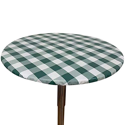 Cozomiz Kattun Elastische Tischdecke Gartentischdecke Rundtischdecke wasserdichte rutschfeste Abwischbar Schmutzabweisend Tischdecke 120cm Runde Enge Passform Grün Cover