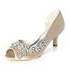 ZXMTYB Wedding Heels Peep Toe Wedding Shoes for Bride High Heels Rhinestones Bridal Shoes Satin Evening Party Prom Dress…