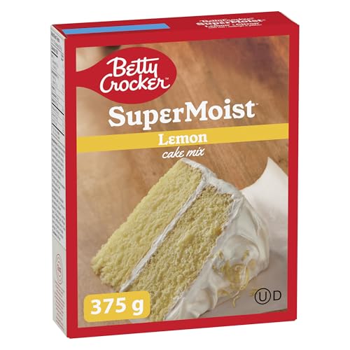 Betty Crocker - Mezcla para Tartas: Sabor a limón súper húmedo, Paquete de 375 Gramos de Mezcla para Pasteles, Mezcla para Hornear