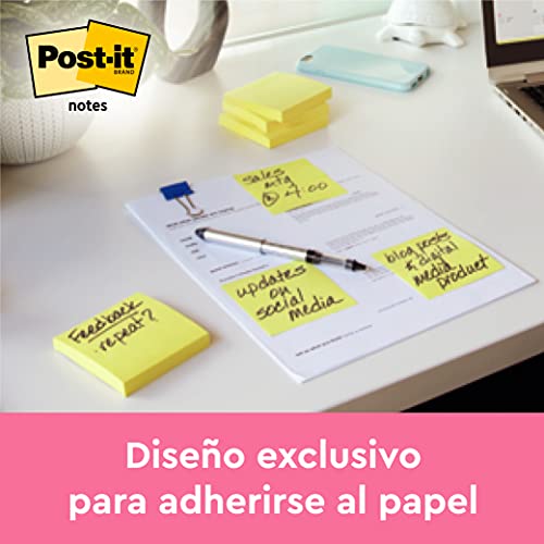 Post-It Notas Canary Yellow, Paquete de 5 + 1, 100 Hojas por Bloc, 76x76 mm, Color Amarillo, Notas Adhesivas para Listas de Tareas y Recordatorios - imagen 3