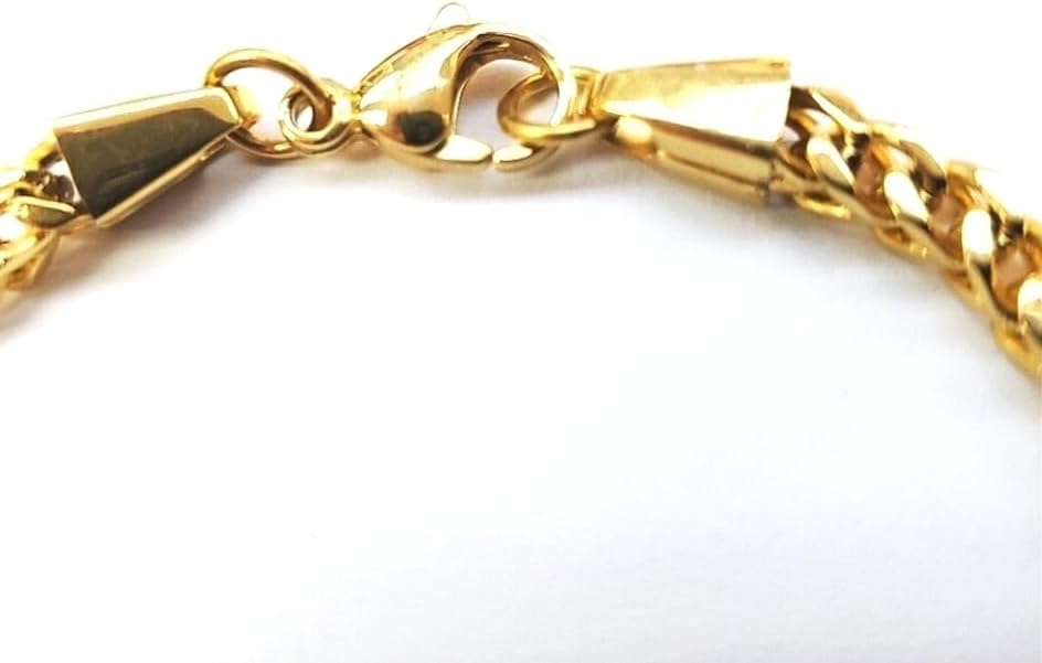 IMPRESSIVE Men's Franco Chain Foxtail Link Bracelet Stainless Steel 4mm 14k Gold Plated 8.5 inches - Image 6