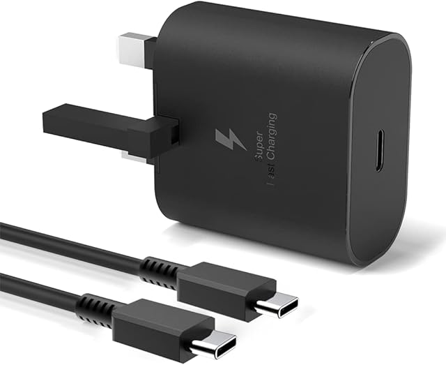 25W for Samsung Phone Fast Charger, USB C Plug and Cable for Galaxy S22, S22+, S21, S21 FE, S20, S20 Ultra, A13 5G, A53, A33, Z Flip 4, Fold 3, PD3.0 Type C UK Wall Mobile Phones Charge