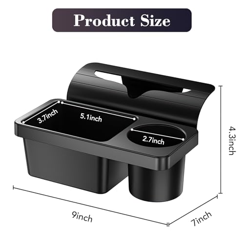 COGEEK Car Window Storage Organizer, 2.7‘’ Water Cup Holder for Car Side Door Multi-Functional Vehicle Organizer Rack for Cell Phone, Key, Bottle, Snacks, Fit for Most of Cars - Black, 2 Pack