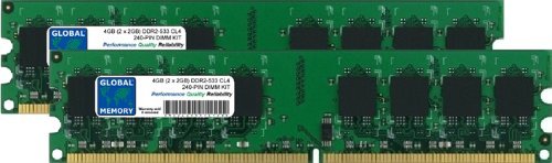 LATENZA CAS: CL4 GLOBAL MEMORY Kit di Memoria RAM DDR2 da 4 GB (2 x 2 GB) 533 MHz PC2-4200 240-PIN DIMM Compatibile con PowerMAC G5 (Versione DR2)