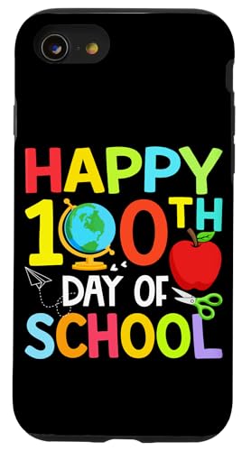Happy 100th Day of Kindergarten Teacher Boys Girls 100 days �X�}�z�P�[�X iPhone SE (2020) / 7 / 8 �p
