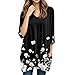 Womens Summer Tops V Neck Tunic Blouses Tees Casual Loose Comfortable Shirts 3/4 Sleeve Trendy Printed T Shirts（1-Black,X-Large）