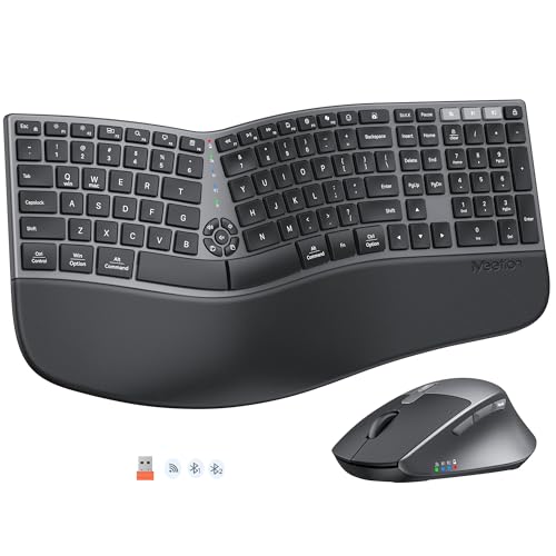 MEETION Ergonomic Keyboard and Mouse Wireless, Split Curved...