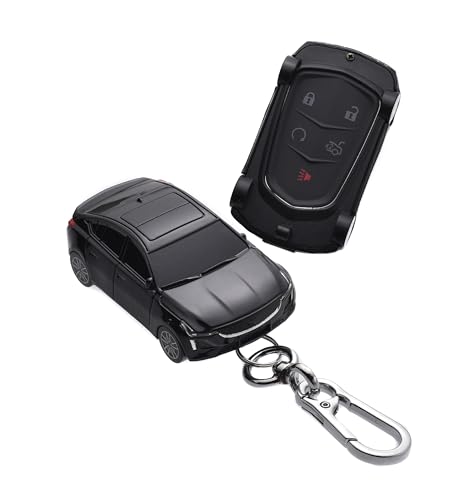 for Cadillac ATS CTS CT6 STS SRX XT5 Escalade Key Fob Cover, Compatible with 3/4/5 Buttons Smart Remote Key - Black