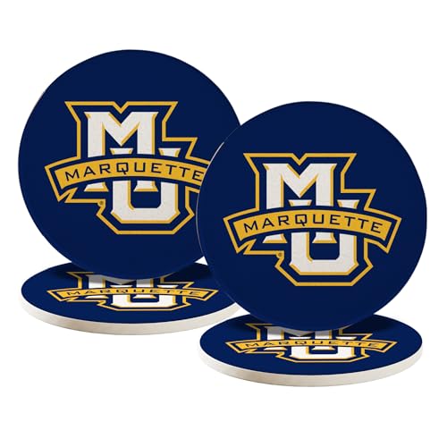 Desert Cactus Marquette Golden Eagles Round Ceramic Coaster, 4 Pack (A)