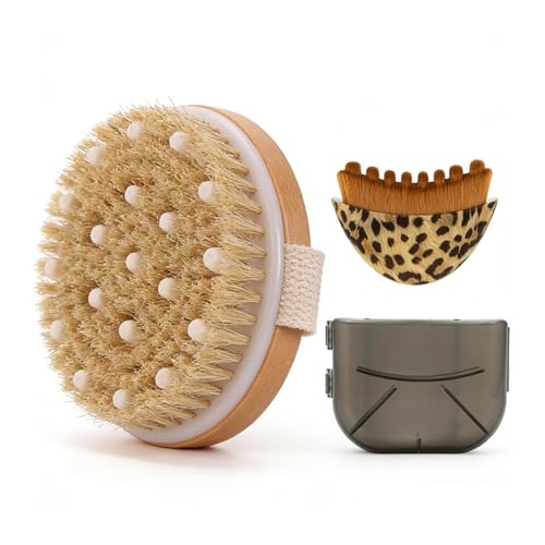 Image of 2PCS Set Dry Brushing Body Brush & Lymphatic Drainage Brush, Body Brush Face Brush for Lymphatic Drainage, Contour Facial Brushes for Contouring & Detox, Exfoliating for Massage, Remove Dead Skin