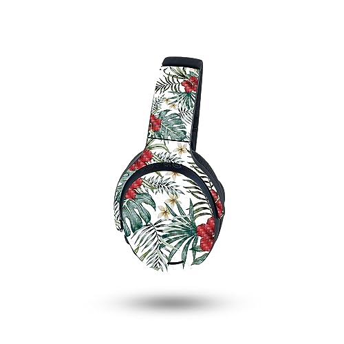 Image of MightySkins Carbon Fiber Skin Compatible with Skullcandy Crusher ANC 2 - Tropical Hibiscus | Protective, Durable Textured Carbon Fiber Finish | Easy to Apply