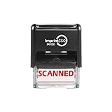 Imprint 360 AS-IMP1018 - Scanned w/Signature Line, Heavy Duty Commerical Quality Self-Inking Rubber Stamp, Red Ink, 9/16