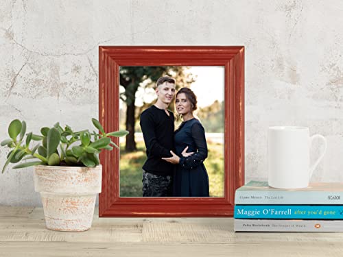 The Rusty Roof-Distressed Lucy Colonial Red-Solid Wood Picture Frame-8X10 #TOP5