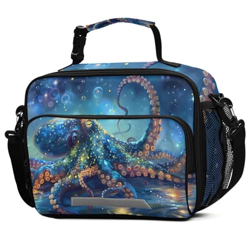 ALAZA Octopus Kids Lunch Box Boys Lunchbox Insulated Reusable Meal Container Lunchbag with Shoulder Strap