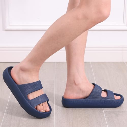 Image of shevalues Orthopedic Slide Sandals for Women with Arch Support Pillow Soft Recovery Slip on Sandals Lightweight Summer Cloud Slippers for Plantar Fasciitis