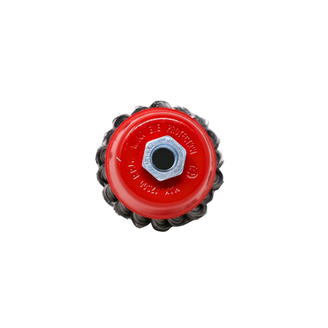 Cepillo de alambre para amoladora angular de 75 mm – Alambre trenzado con rosca M14 x 2 – Cepillo de limpieza resistente para eliminar el óxido y la pintura en metal
