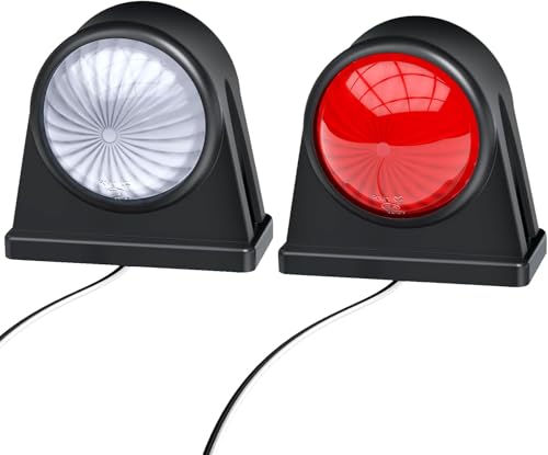 Justech 2pcs Side Elbow Marker Lights 12/24V Red & White LED Double Side Indicator Light IP65 Waterproof for Trailer,Lorry,Caravan and More (8LED)