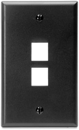 Leviton QuickPort Wallplate, Single Gang, 2-Port, 41080-2EP, Black image 2